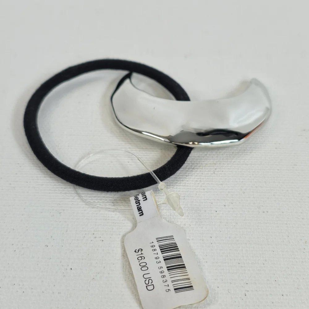 Free People Crescent Moon Pony Holder Hair Tie Accessories Silver Tone - Picture 3 of 7